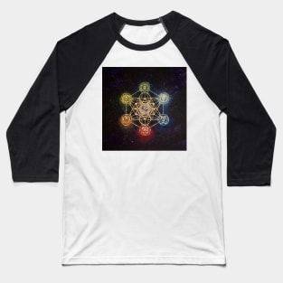 Sacred Geometry - Metatron's Cube with Chakras Baseball T-Shirt